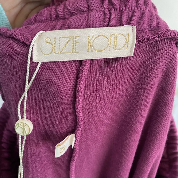 Suzie Kondi Velour Unisex Track Pants Size XS Plum Purple NWT Athleisure - Picture 10 of 14